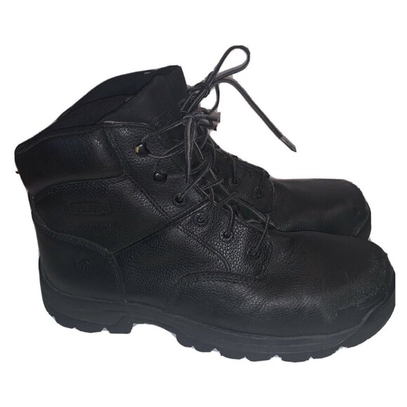 Wolverine Rory Black Leather Work Boots Mens Sz 13 Steel Toe READ NO Insoles main image 4